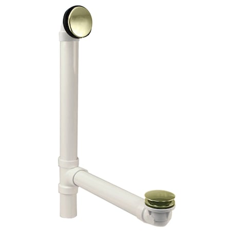 Westbrass Sch. 40 PVC Bathtub Assembly with Tip-Toe Drain and No-Hole Overflow, Polished Brass 493244H-01